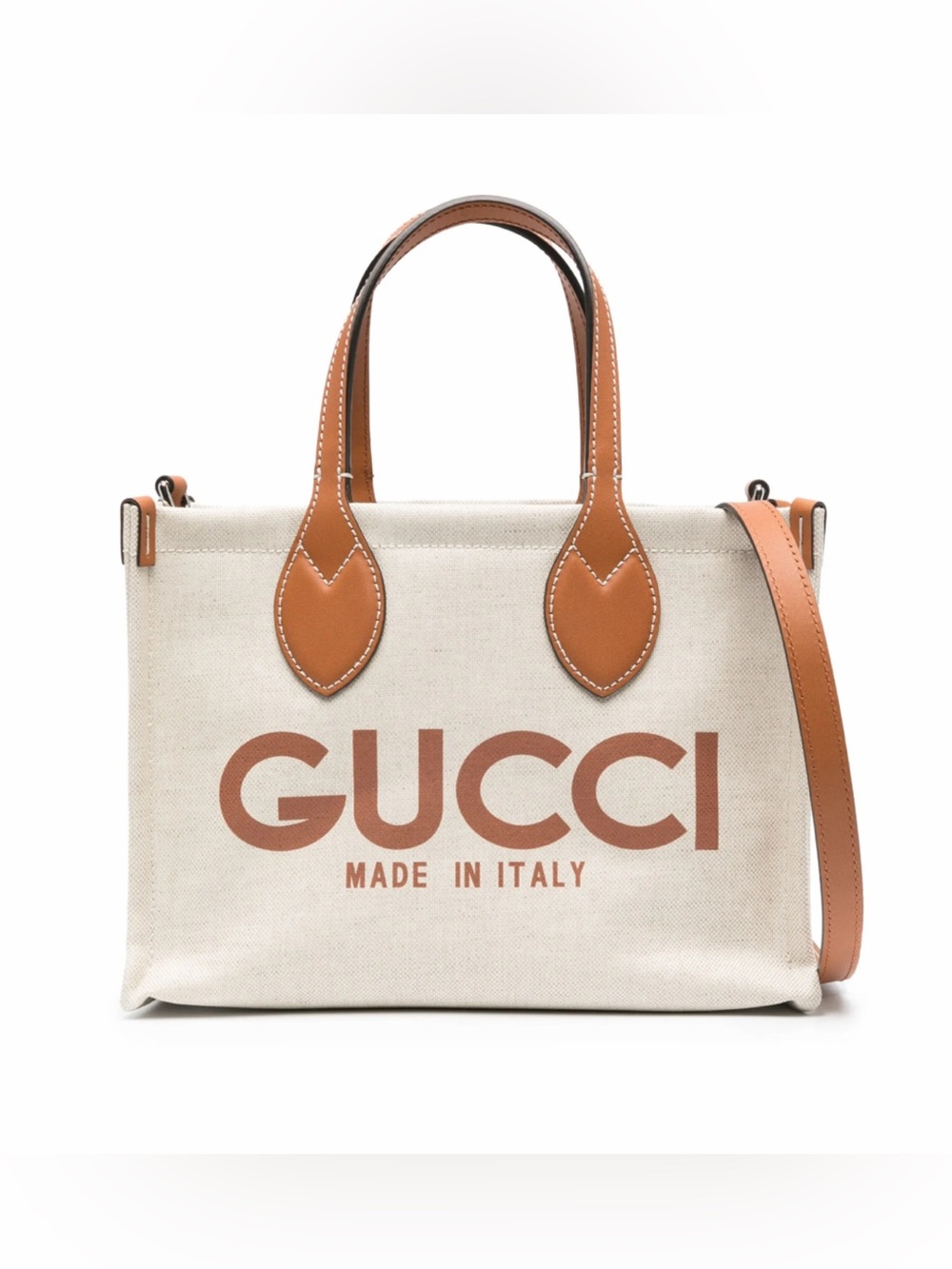 GUCCI logo printed small canvas shopper tote shoulder bag